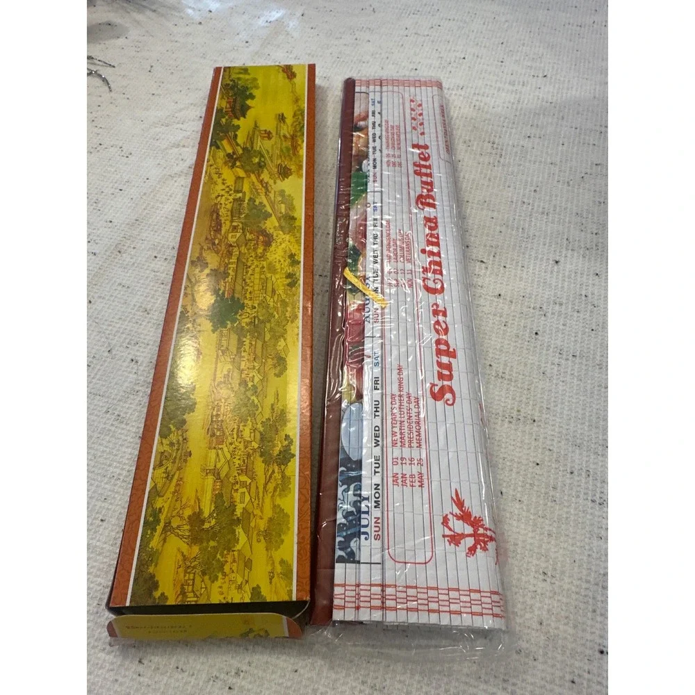 Wall Scroll Calendar Super China Buffet Vintage Asian Art Decor 2026